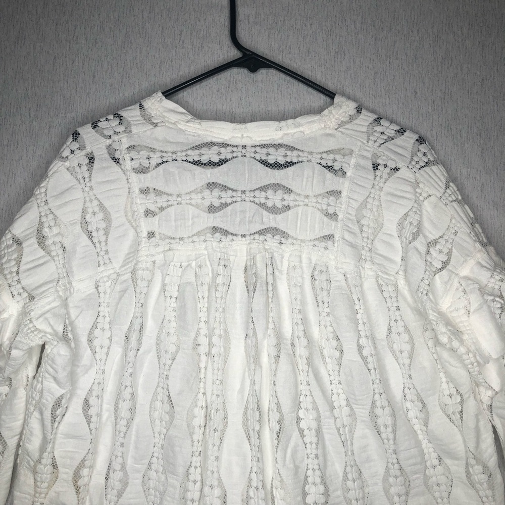 NWT Free People Candy Shop Tunic Womens M Ivory V-Neck Semi Sheer Ruffle Slouchy - Picture 11 of 15